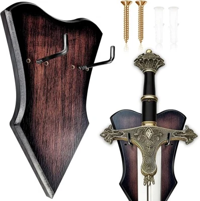 Sword Plaque Wall Mount Vertical Display Holder Adjustable Stand for Bow Medieva - Image 1 of 4