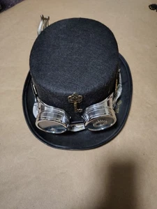 Steampunk Black Top Hat Masquerade Costume Accessory w/ Goggles - Picture 1 of 7