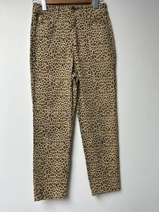 Women’s M 10 RUNAWAY Label stretch Leopard Print Skinny Slim Jeans High Waist - Picture 1 of 11