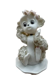 Vintage Porcelain Spaghetti Animal Figurine 5" Pink Flowers MCM 1950's Kitsh - Picture 1 of 4