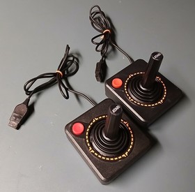 One Pair (2) Atari 2600 1977 Heavy Sixer CX-10 Joysticks with Hex Discs   READ!