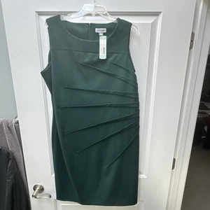 Calvin Klein Dress Women’s 16W Green Melanie Knit Sleeveless Sheath NWT - Picture 1 of 11