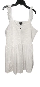 Neu mit Etikett Torrid Damen weißes Babydoll Baumwolle Clip Punkte gesmoktes Mieder Tanktop Plus 5X - Bild 1 von 8