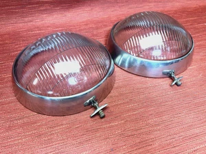 Nice  pair 1936 Ford  headlight bezels, lens hot rat rod lowrider, flathead - Picture 1 of 22