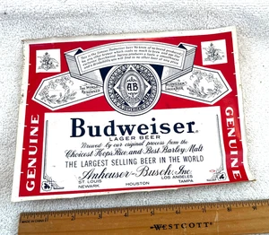 VTG 1970s Budweiser  Beer Decal 9" x 6.5" Original Real Deal Man Cave - Picture 1 of 4
