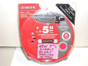 NUEVO DIABLO MEZCLA CERÁMICA 5" PULGADAS GANCHO BLOQUEO 80 DISCOS DE PAPEL DE LIJA GRANO PAQUETE DE 15 LQQK - Imagen 1 de 2