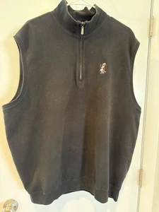 Gilet da golf Carnoustie nero 1/4 zip finto collo pullover uomo XL cotone - Foto 1 di 9