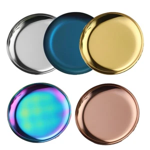 Stainless Steel Storage Tray Round Jewelry Plate Cosmetics Plate Dish Dessert - Picture 1 of 47