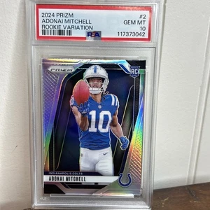 2024 Prizm Adonai Mitchell Rookie Silver Variation #2 Colts RC PSA 10 Gem Mint - Picture 1 of 2