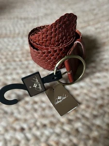 Patricia Nash Belt Women M Brown Leather Rope Brigida Braided Woven Brass Buckle - Picture 1 of 8