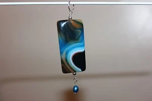 Handgefertigter Anhänger, Achat & Süßwasser Pfauenperle, 925 Sterling Silber, OOAK - Bild 1 von 4