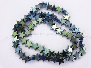 Natural Hematite Gemstone Flat Star Beads 16'' 6mm 8mm 10mm Metallic Colors