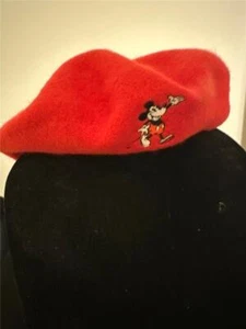 Disney Parks 100 Years Embroidered Mickey Mouse Red Beret Adult Wool Hat - Picture 1 of 6
