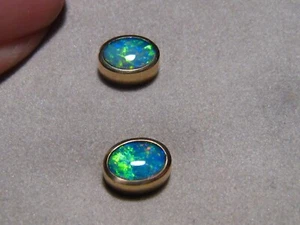 Pendientes de ópalo brillante, oro amarillo macizo de 18k - Imagen 1 de 12