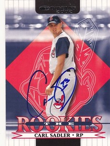 CARL SADLER CLEVELAND INDIANS SIGNED 2002 DONRUSS THE ROOKIES BASEBALL CARD