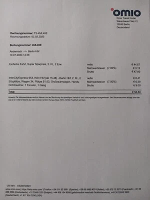 db fahrkarten Berlin- Andernach und zurück  - Bild 1 von 2