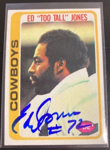 Ed "Too Tall" Jones 1978 Topps Auto, Hard Signed, Super Bowl XII Dallas Cowboys - Picture 1 of 3