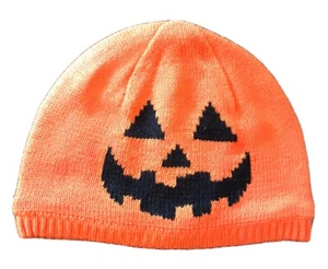 New Gymboree Jack-o-Lantern Cap/Hat ~ Halloween ~ Orange Knit 12-24 M Toddler 🎃 - Picture 1 of 2