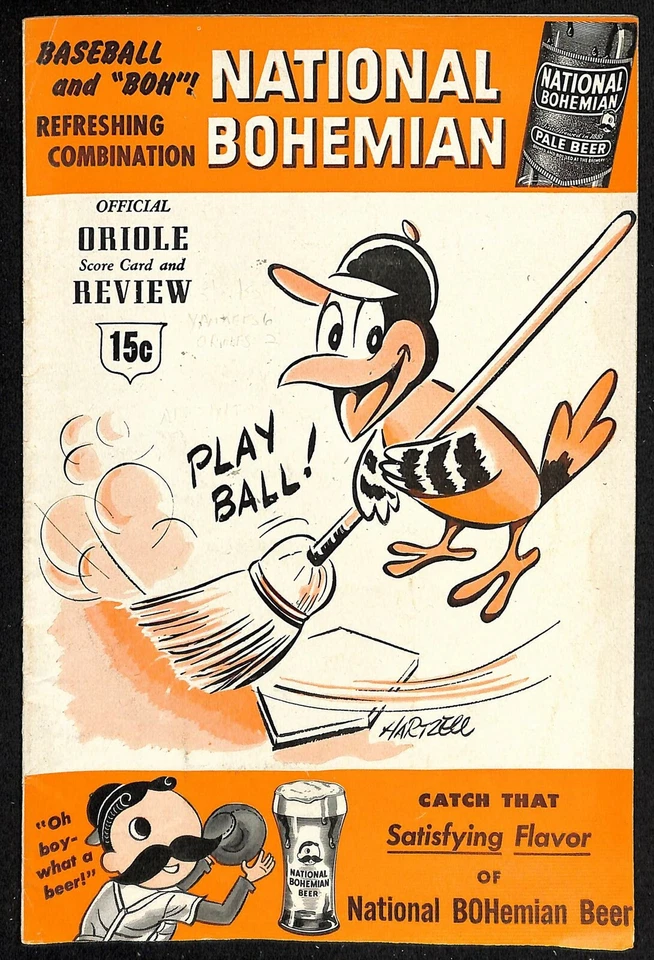 1955 NY Yankees @ Baltimore Orioles Program 5/27 Mantle 2 HT Ford WP Ex 78408b10 - Image 1 of 2
