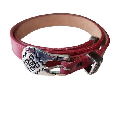 Cinturón Nacona Western Cuero Rojo Talla 34 Southwest Hebilla y Punta Se Ajusta 31.5" - 35" Foto 1 de 4