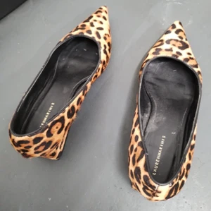 Lauren Marinis Brown Pony Hair Leopard Print Heels Size 37 RRP $280 - Picture 1 of 8