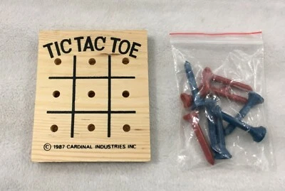 1987 CARDINAL INDUSTRIES TIC TAC TOE PEG BOARD GAME - WOOD - NEW - Image 1 of 3