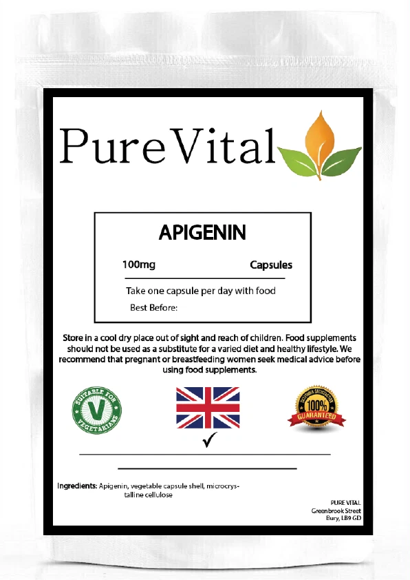 Apigenin 100mg Capsules – Natural Antioxidant & Stress Support By PureVital