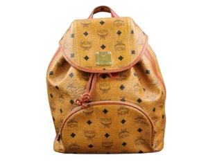 MCM Rucksack Tasche Vintage cognac braun gold schwarz Logoprint Damen - Bild 1 von 18