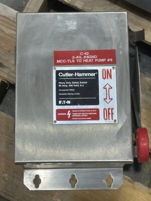 Interruptor de seguridad Eaton desconexión DH362UWK 60 amperios no fusible acero inoxidable Foto 1 de 3