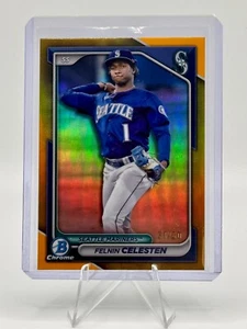 2024 Bowman Chrome Felnin Celesten True Gold Refractor /50 #BCP-210 Mariners - Picture 1 of 2