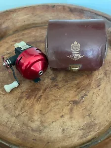 Rare,VTG, Abu-Matic 60 Series Fishing Reel w/ Leather Case. Sweden  #62 - Picture 1 of 11