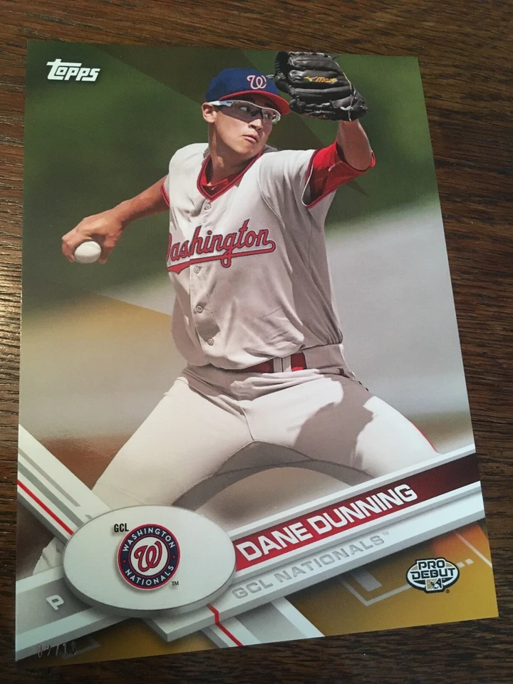 2017 Topps Pro Debut Jumbo 5x7 Dane Dunning Nationals 122 #'d 02/10 Gold - Image 1 of 1