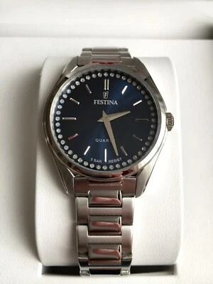 OROLOGIO FESTINA MADEMOISELLE F20583/3, BLU SCURO, CINTURINO IN ACCIAIO, NUOVO - Immagine 1 di 4