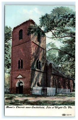 Tarjeta postal de Benn's Church cerca de Smithfield Isla de Wight Co. VA Virginia Foto 1 de 2