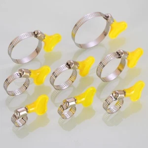 Zinc Alloy Garden Hose Clamp Clips With Plastic Yellow Handle Domestic Clamps - Picture 1 of 13