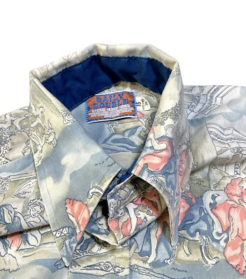 Vintage 70s Daily Double Rockabilly Victorian Ladies Button Up Shirt Mens M 15 - Image 1 of 4