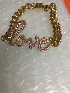 Coach BRACELET GOLD WITH PINK STONES ID STYLE VINTAGE NWOT - Picture 1 of 6