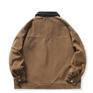 Men Corduroy Coat Jacket Outwear Retro Casual Splice Tops Fashion Zip Blouse - Picture 1 of 11