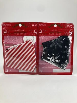 Fashion Christmas Face Mask SNOWFLAKE & RED WHITE Size Adults Lot of 2 - Image 1 of 2