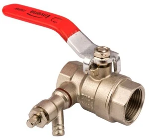 Inline Ball Valve 1/2 3/4 Inch BSP Female with Drain-Off and Handle - Picture 1 of 2