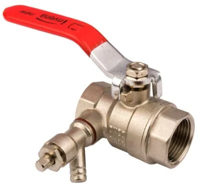 Inline Ball Valve 1/2 3/4 Inch BSP Female with Drain-Off and Handle - Image 1 of 2