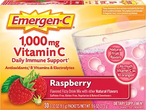 Raspberry Emergen C 1000Mg Vitamin C Powder B vitamins Immune Support 30 Packets - Picture 1 of 20
