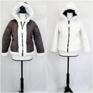 BCX Girls Reversible Fuzzy Full Zip Heavy Thick Hooded Jacket w/ Pockets - Picture 1 of 8