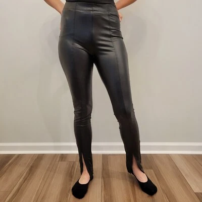 DIVIDED H&M Faux Leather Split Hem Leggings size small - Image 1 of 4