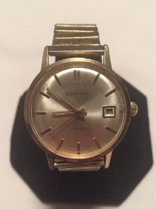 Vtg Vantage 17-Jewels Gold Dial Watch w/ 18mm Stretch Band! - Picture 1 of 12