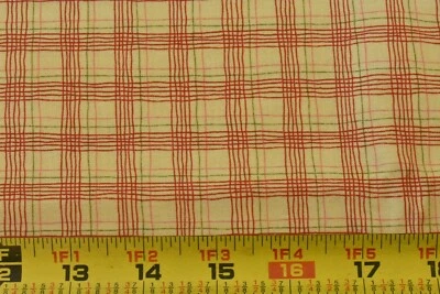 By 1/2 Yd, Red Green Pink & Pale-Yellow Plaid, Moda, Gervais, "Crazy Eight",V421 - Image 1 of 4