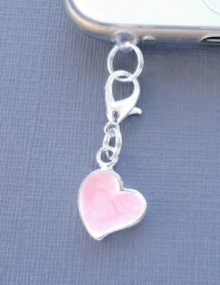 Herz Rosa Handy Anhänger Anti Staubdicht Stecker Ohr Kappe Buchse C31 - Bild 1 von 2