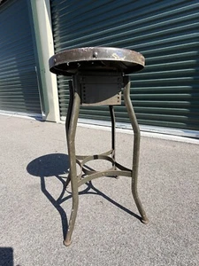 1940s Industrial Vintage UHL STEEL Toledo Metal Bar DRAFTING Chair Stool USA - Picture 1 of 5