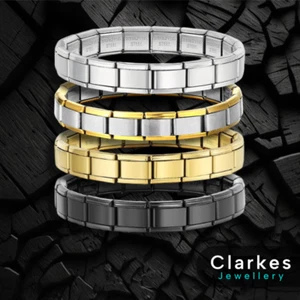 NUEVO Brazalete Clásico Dorado 18 Eslabones Se Ajusta a 9mm Dijes Clásicos Italianos VENDEDOR DEL REINO UNIDO - Imagen 1 de 5