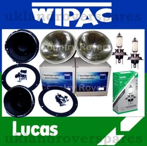 7 INCH ROUND HEADLIGHT KIT-2 HALOGEN HEADLIGHTS-2 PLASTIC BOWLS & H4 XENON BULBs - Picture 1 of 4